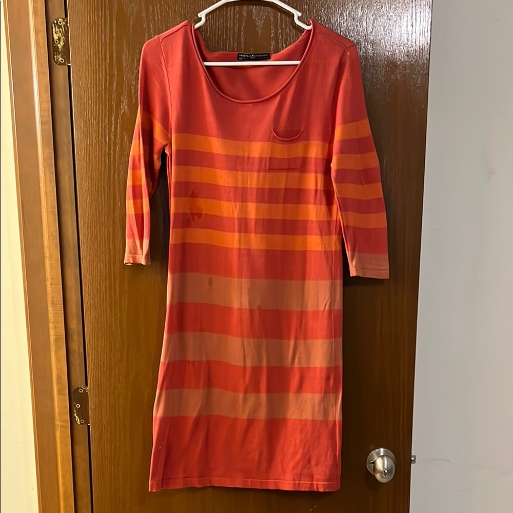 Peruvian Connection Striped Orange Dress